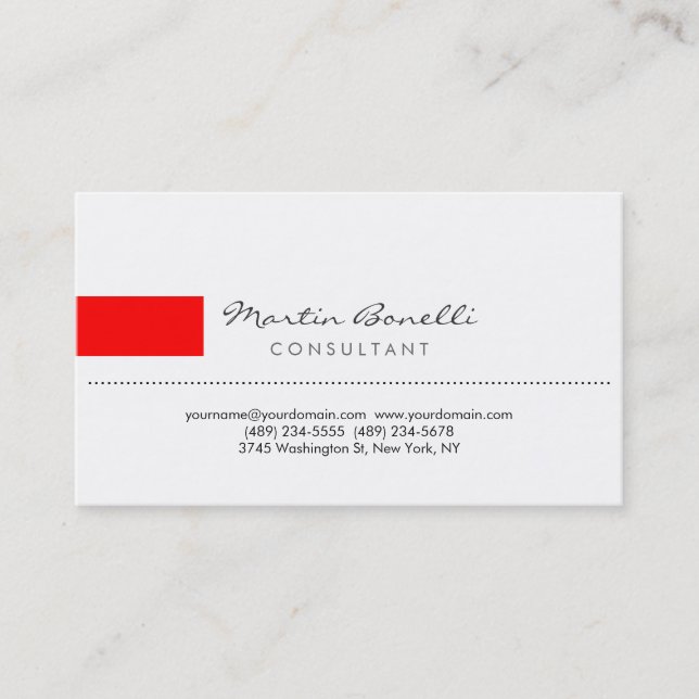 Modern White Simple Consultant Business Card (Front)