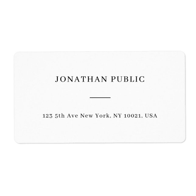 Modern White Simple Personalised Template Address (Front)