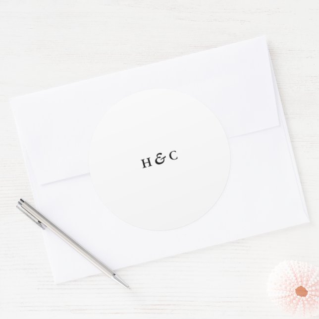 Modern White Simple Plain Elegant Wedding Classic Round Sticker (Envelope)