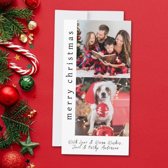Modern White Snowflake 2 Family Photo Christmas Holiday Card (Creator Uploaded)