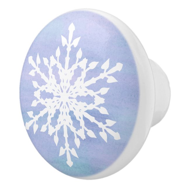 Modern White Snowflake Christmas Ceramic Knob (Right)