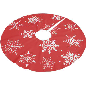 Modern White Snowflakes Brushed Polyester Tree Skirt