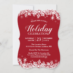 Modern White Snowflakes Holiday Celebration Party Invitation