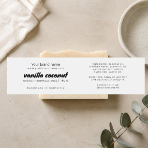 Modern white soap packaging ingredients label