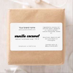 Modern white soap packaging ingredients label