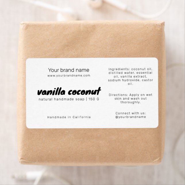 Modern white soap packaging ingredients label (Insitu)