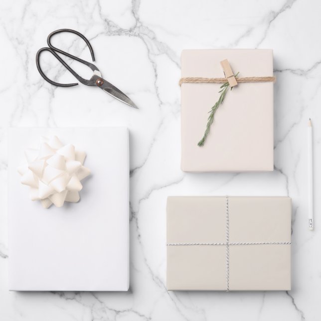 Modern White Solid Colour Wrapping Paper Sheets (Front)