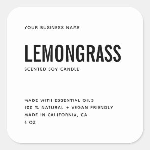 Modern white soy candle product label