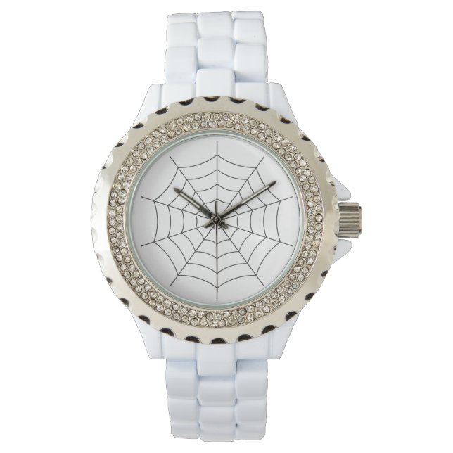 Modern White Spider Web Watch - Artistic Ceramic  (Front)