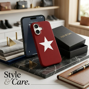 Modern White Star Mark Christmas Red