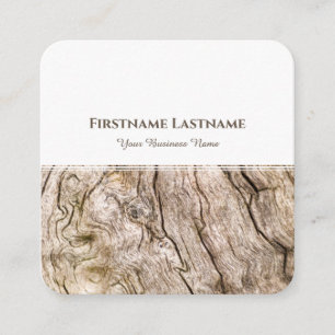 Modern white stripes wood grain interior design square business card