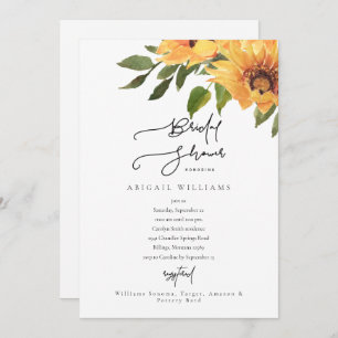 Modern White Sunflower Bridal Shower Invitation