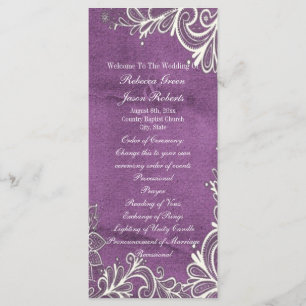 modern white swirls purple wedding programs programme