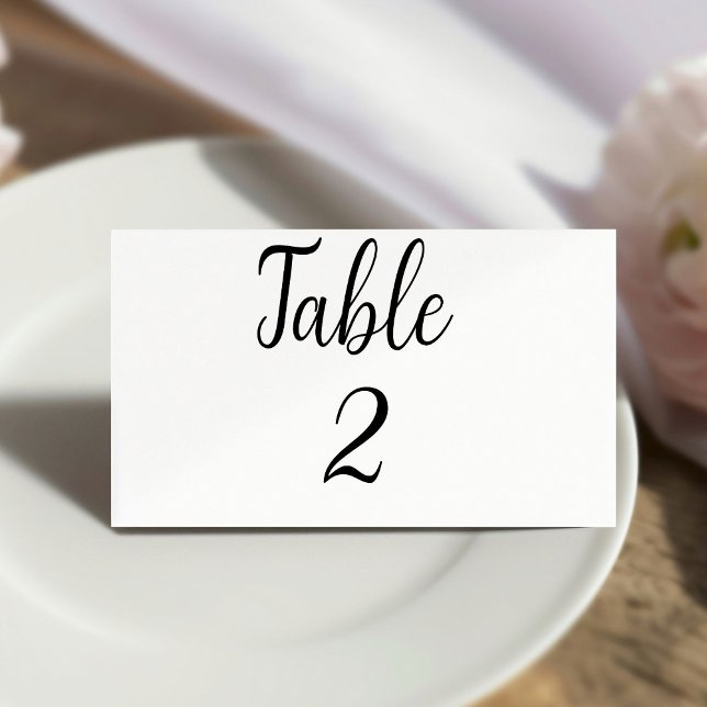 Modern  white table number wedding place card (Creator Uploaded)