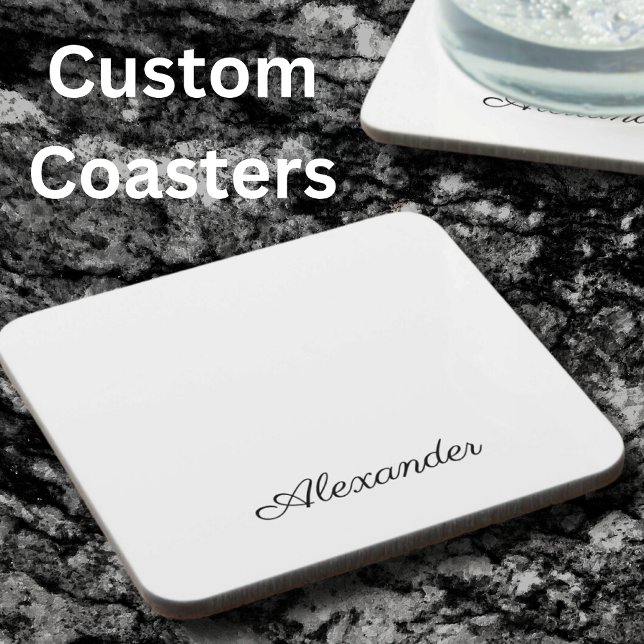 Modern White template,  Black Script Kitchen   Cut Coaster (Creator Uploaded)