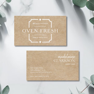 Modern White Text Kraft Pastry Chef Bakery  Business Card