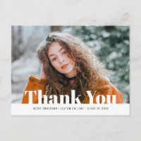 Modern white text photo graduation thank you
