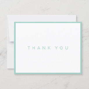 Modern White Thank You Card with Teal Border