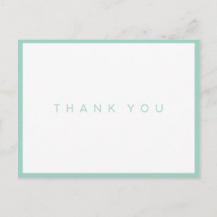 Modern White Thank You Card with Teal Border