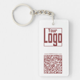 Modern White & Topaz Logo QR Code Key Ring