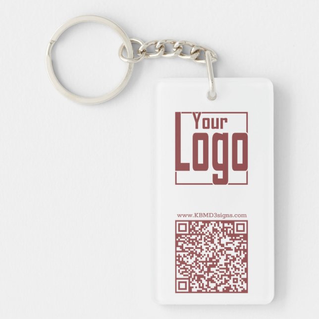 Modern White & Topaz Logo QR Code  Key Ring (Front)