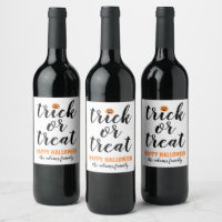 Modern White Trick or Treat Script Family Name