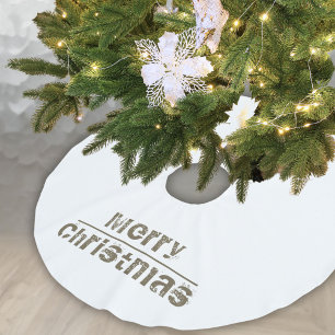 Modern White Typography Merry Christmas Brushed Polyester Tree Skirt