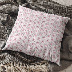 Modern White Viva Magenta Geometric Japanese  Cushion