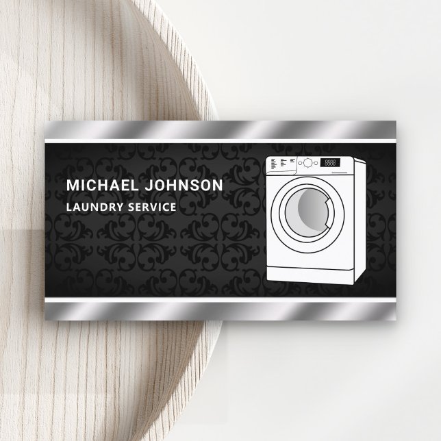 Modern White Washing Machine Laundry Service Business Card (Creator Uploaded)
