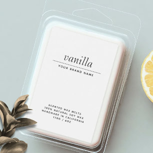 Modern white wax melts packaging label