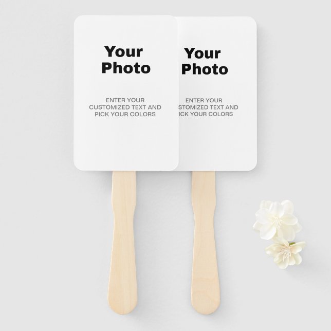 Modern White Wedding Custom Photo Hand Fan (Front and Back)