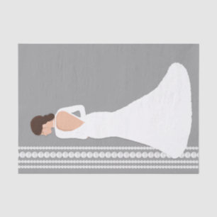 Modern White Wedding Dress& Pearls Bridal Shower Tissue Paper