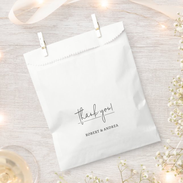 Modern White Wedding Favour Bags (Clipped)