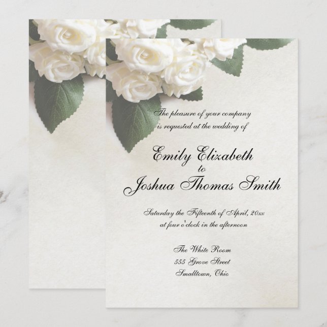 Modern White Wedding Invitations Customisable (Front/Back)