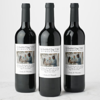 Modern White Wedding Officiant Gift with Photo Wine Label