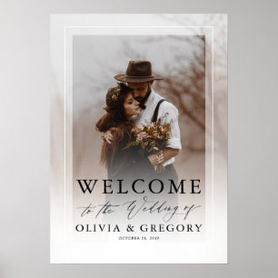 Modern White Wedding Photo Welcome Sign