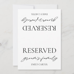 Modern White Wedding Reserved Table Tent Sign Invitation