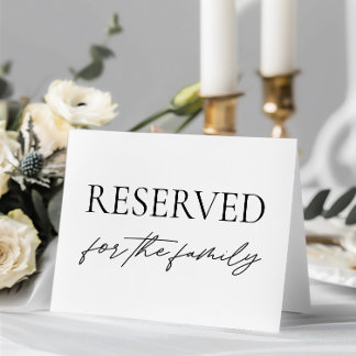 Modern White Wedding Reserved Table Tent Sign Invitation