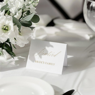 Modern White Wedding Reserved Table Tent Sign Invitation