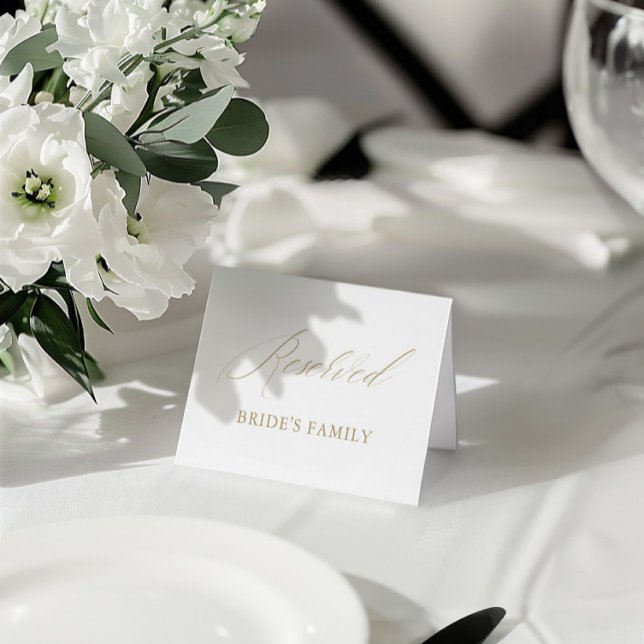 Modern White Wedding Reserved Table Tent Sign Invitation (Modern White Wedding Reserved Table Tent Sign)