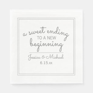 Modern White Wedding Sweet Ending New Beginn Napkin