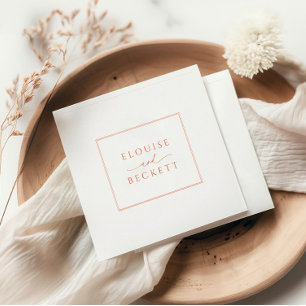 Modern White with Orange Wedding Napkin