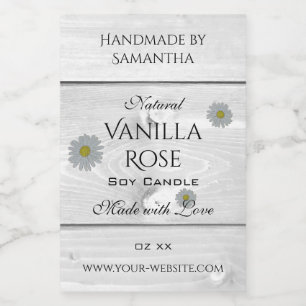 Modern White Wood Grain Product Label Daisy Flower