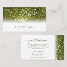 Modern White Yellow Green Sparkle Glitter Monogram
