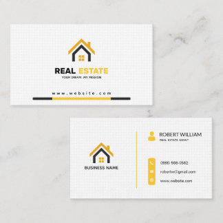 Modern White Yellow Real Estate Realtor Agent Business Card