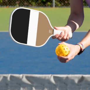Modern Wide Black White Mocha Brown Stripes Pickleball Paddle