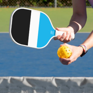 Modern Wide Bright Sky Blue Black White Stripes Pickleball Paddle