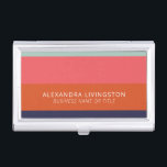 Modern Wide Stripes in Blue and Coral Orange  Business Card Holder<br><div class="desc">Modern Wide Stripes in Blue and Coral Orange Business Card Case</div>