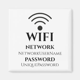 Modern WiFi Network and Password Magnet