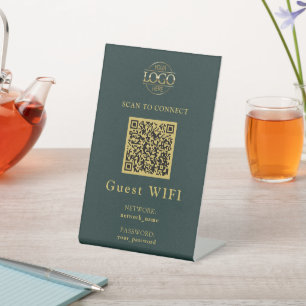 Modern Wifi Password &  Network   Business QR Code Pedestal Sign